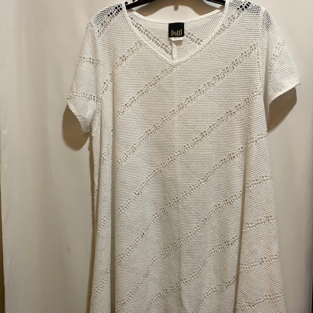DOTTI SWIM COVERUP WHITE LACE SZ 1X A-LINE
